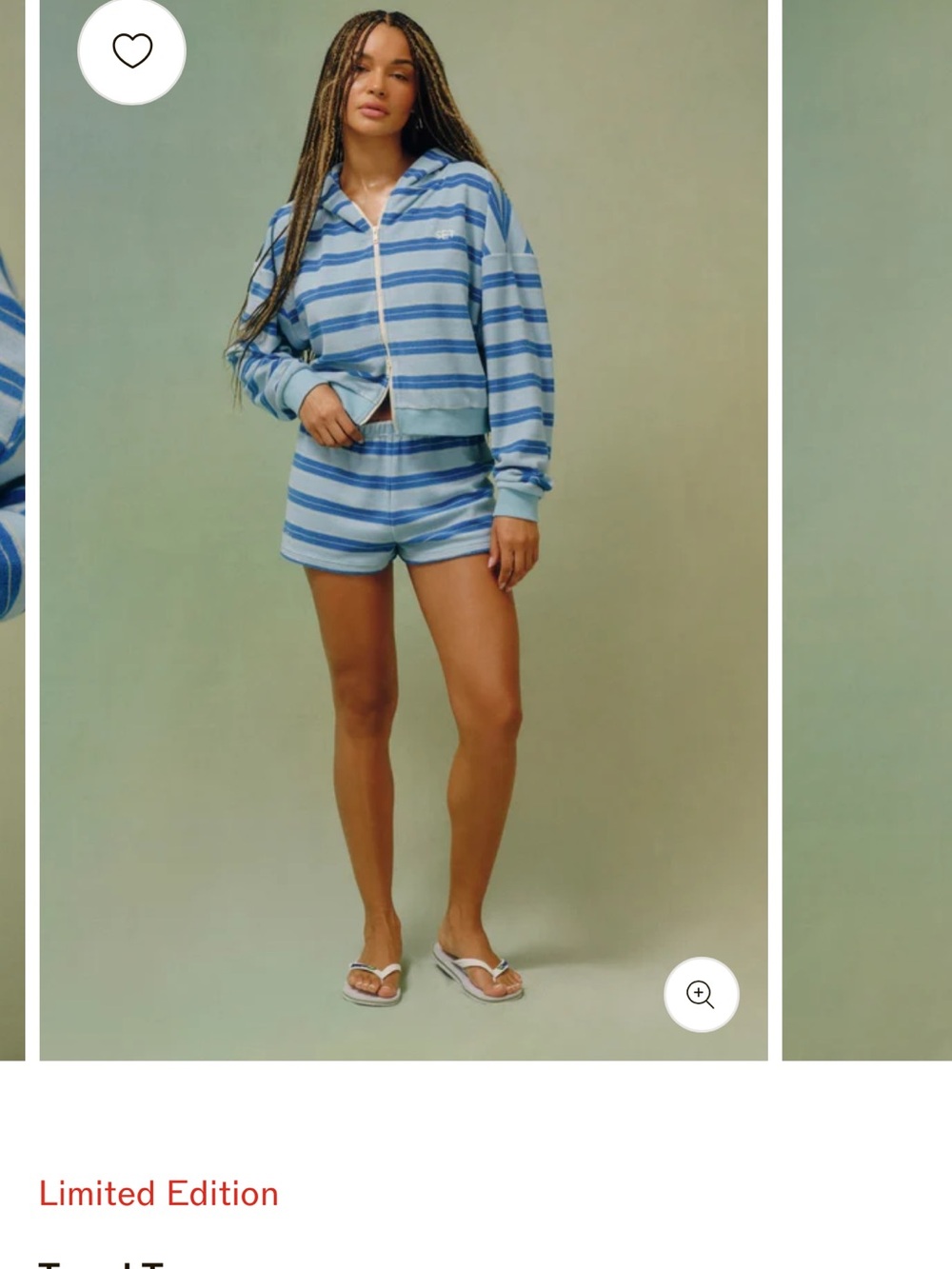 SET Active Blue Striped Cropped Hoodie & Shorts Set - Picture 3 of 3